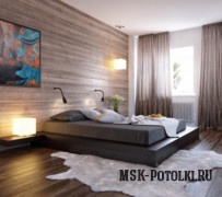 Экологичный белый натяжной потолок в спальне