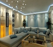 Комбинированная подсветка на двухуровневом потолке