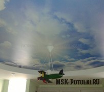 Двухуровневые натяжные потолки матовые с фотопечатью