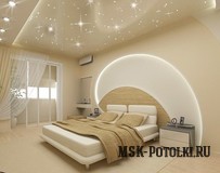 Натяжной потолок в маленькой спальне