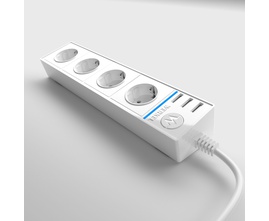 Розеточный блок 4-х местный + 3 USB белый